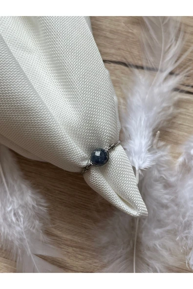 Safir Taşı Ayarlanabilir Çelik Tel Yüzük ürün görseli