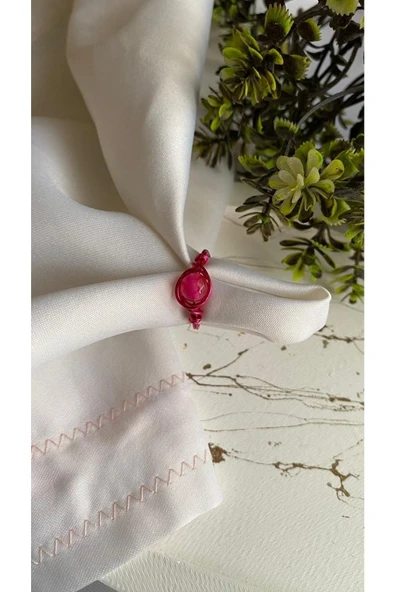 Pembe Akik Doğal Taş Pembe Tel Yüzük El Yapımı ürün görseli