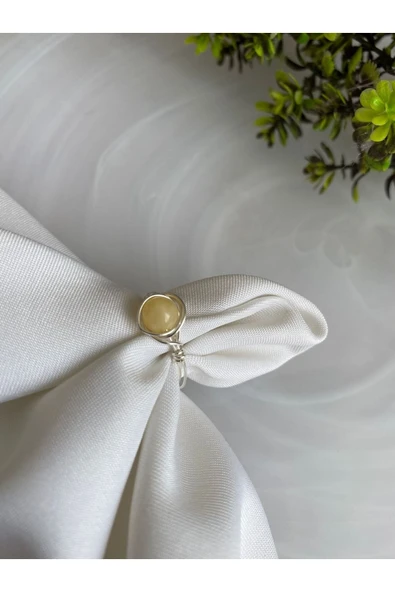 Sarı Kalsit Doğal Taş Tel Yüzük ürün görseli 1