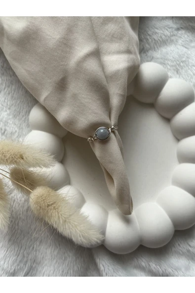 Angelit Doğal Taş Gümüş Tel Yüzük El Yapımı