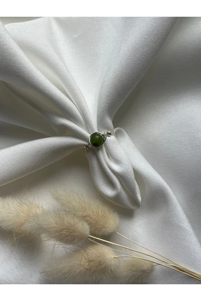 Kanada Yeşim Doğal Taş El Yapımı Tel Yüzük