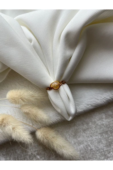 Sitrin Doğal Taş Altın Tel Yüzük ürün görseli 1