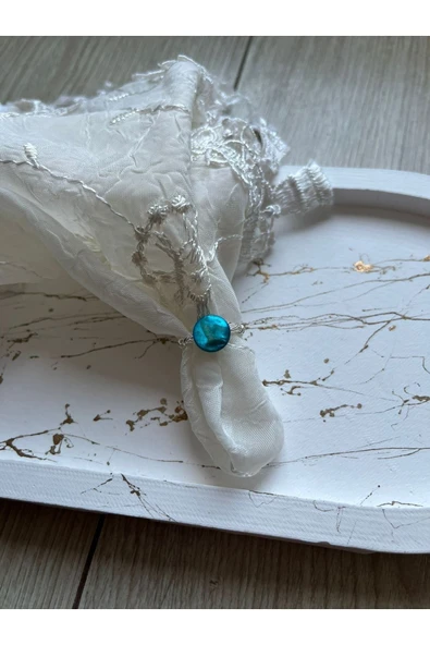 Iri Mavi Sedef Doğal Taş Tel El Yapım Yüzük ürün görseli 1