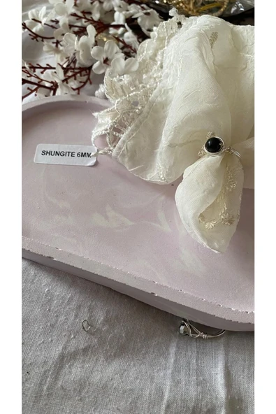 Şungit Doğal Taş El Yapımı Gümüş Tel Yüzük ürün görseli