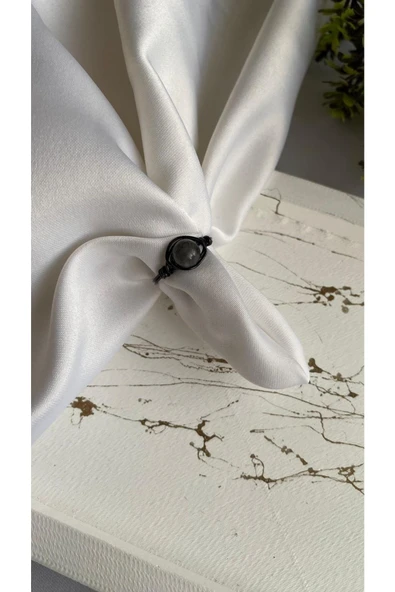 Obsidyen Doğal Taş Siyah Tel Yüzük El Yapımı