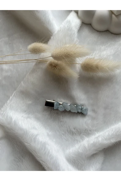 Akuamarin taşı el yapımı toka - 1