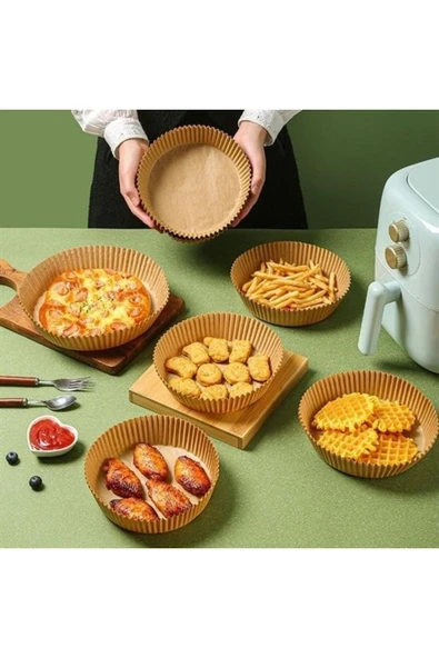 50 Adet Air Fryer Pişirme Kağıdı Tek Kullanımlık Hava Fritöz Yağ Geçirmez Yapışmaz Tabak Model - 2