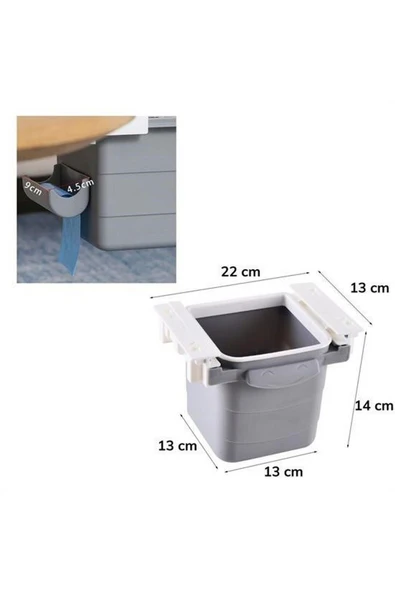 Mini Masa Çöp Kovası Plastik Tezgah Altı Geri Çekilebilir Yapışkanlı Görünmez Bölme Pratik - 3