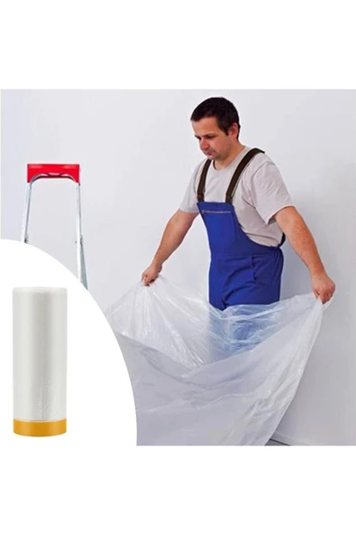 Boya Badana Eşya Koruma Hışır Örtüsü 180cm X 15 Mt Yapışkanlı Hışır Örtü (4767) - Lisinya