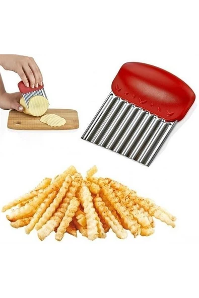 Pratik Kolay Patates Meyve Ve Sebze Dilimleyici Doğrama Bıçağı Kırmızı