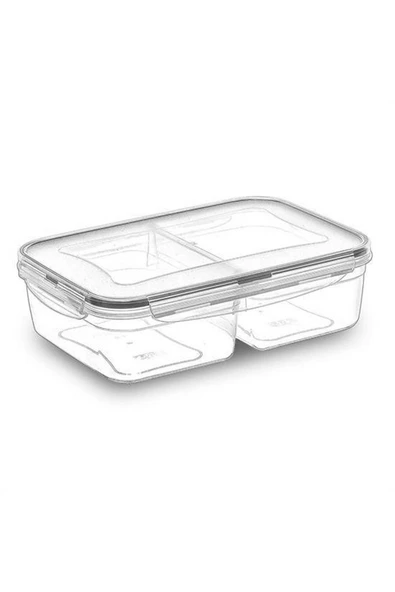 2 Bölmeli 1+1 Litre Kilitli Kapaklı Erzak Saklama Kabı LC-525