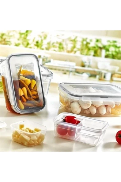 2 Bölmeli Sızdırmaz Contalı Kilitli Kapaklı 1 Litre Erzak Saklama Kabı -LC505 - 3