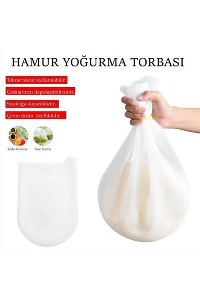 Orta Hamur Torbası Silikon Şeffaf Hamur Yoğurma Torbası Ekmek Makarna Mantı Hamuru Kolay Yo - 3