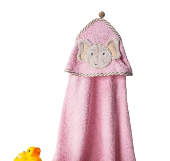 %100 Pamuk Fil Desenli Bebek Havlusu Yumuşak Premium Kalite Hediyelik 0/24 Ay - 2