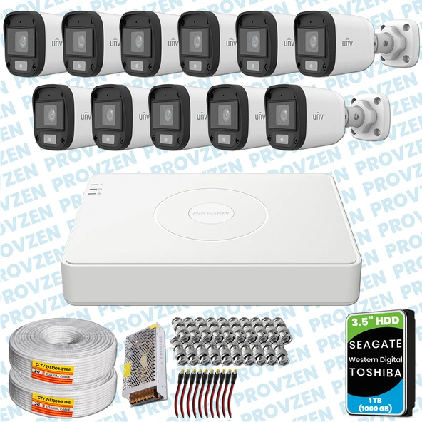 PROVZEN UNV 11 KAMERALI 7/24 RENKLİ GÜVENLİK KAMERASI MİKROFONLU
