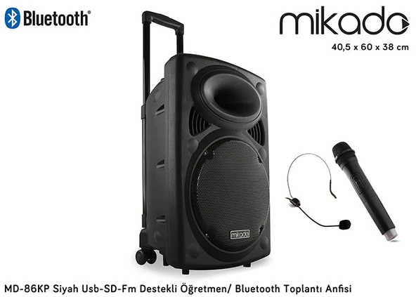 MIKADO MD-86KP SİYAH FM DESTEKLİ ÖĞRETMEN BLUETOOTH ANFİ
