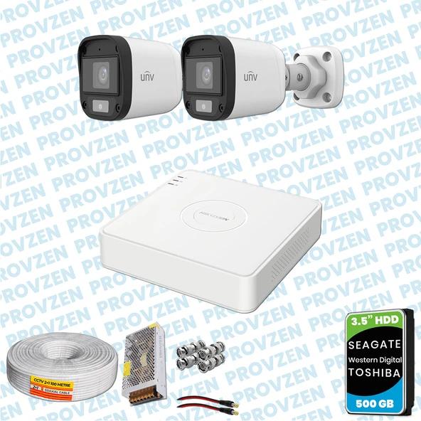 PROVZEN UNV 2 KAMERALI 7/24 RENKLİ GÜVENLİK KAMERASI MİKROFONLU