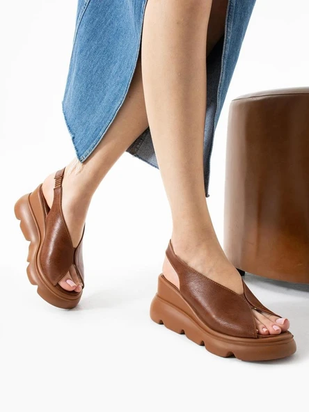 Papuçcity Mnrs 03211 Kadın Günlük Dolgu Topuk Sandalet - 4