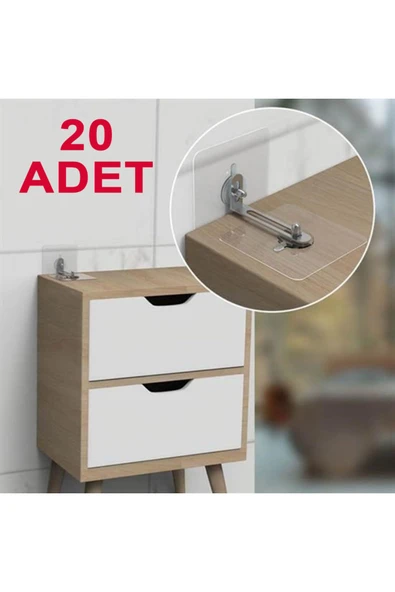 20 Adet Deprem İçin Ultra Dayanıklı Çivisiz Duvarı Delmeden Ayarlanabilir Eşya Sabitleyici Aparat