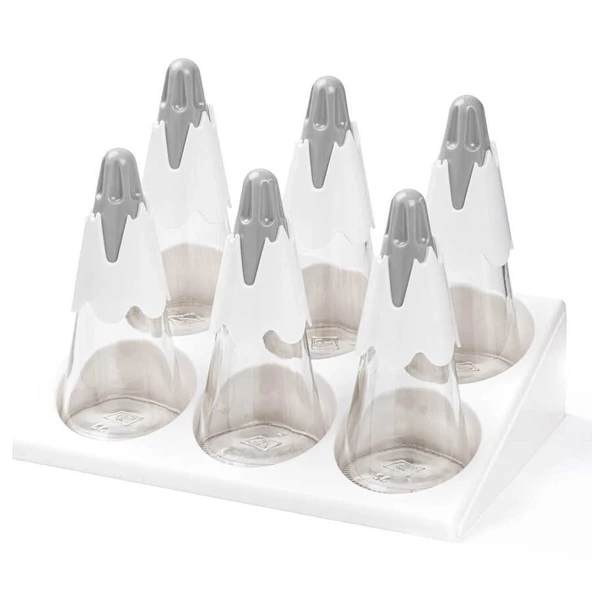Tantitoni Standlı 6lı Kule Cam Baharatlık Seti 90ml