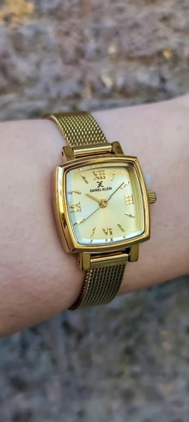 Daniel Klein DKE.1.10844 Hasır Kordon Romen Rakamlı Kare Kadran Kadın Kol Saati - Resim 7