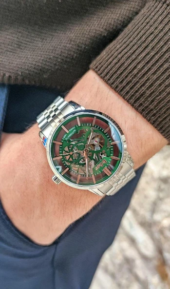 Lee Cooper LC08036 Otomatik Mekanizma İskelet Kadran 5 Atm Su Geçirmezlik Metalik Renk Erkek Kol Saati - 6