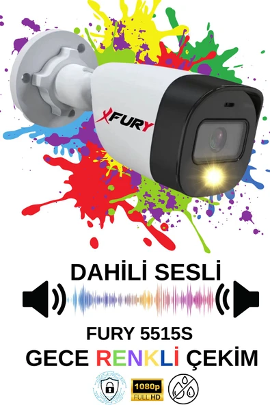 FURY 4 LÜ Sesli Gece Renkli Görüş Güvenlik Kamerası Su Geçirmez Güvenlik Kamerası Seti 1TB - 4