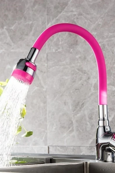 Oynar Başlıklı Tasarruflu Kubar Musluk Borusu ve Başlığı Pembe
