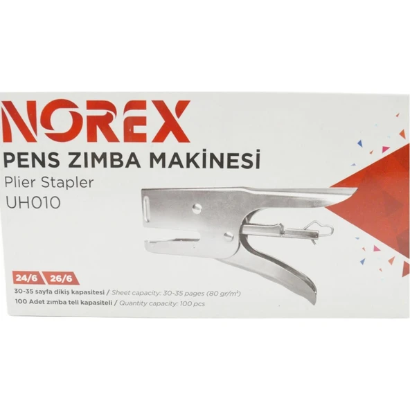 Norex Metal Pens Tipi Zımba Makinesi 24/6-26/6 30-35 Sayfa Kapasiteli UH010 - 2