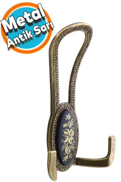 Mobilya Portmanto Vestiyer Duvar Askısı Metal Dolap Elbise Askılığı Antik Sarı Siyah Desenli 4 Adet - 7