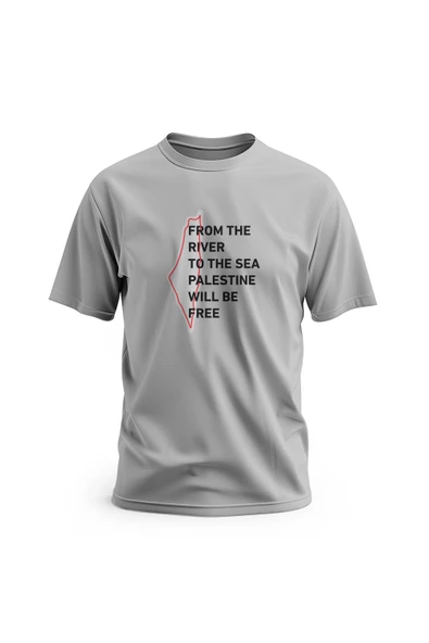 Kısa Kollu Filistin Nehirden Denize Özgür Filistin Unisex S - 2xl T300019 - 2