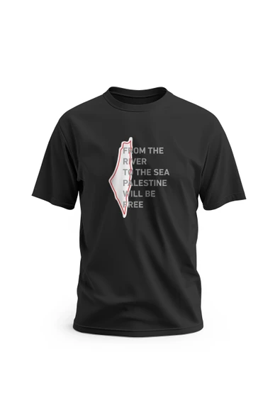 Kısa Kollu Filistin Nehirden Denize Özgür Filistin Unisex S - 2xl T300019
