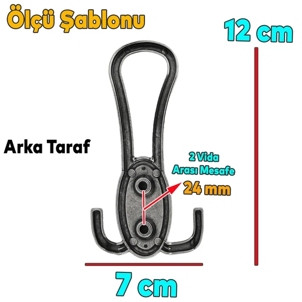 Mobilya Portmanto Vestiyer Duvar Askısı Metal Dolap Elbise Askılığı Antik Sarı Siyah Desenli 4 Adet - 3