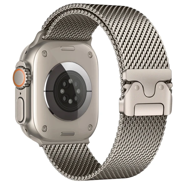 Apple Watch Ultra 49mm Zore KRD-121 Metal Hasır Kordon - Resim 11