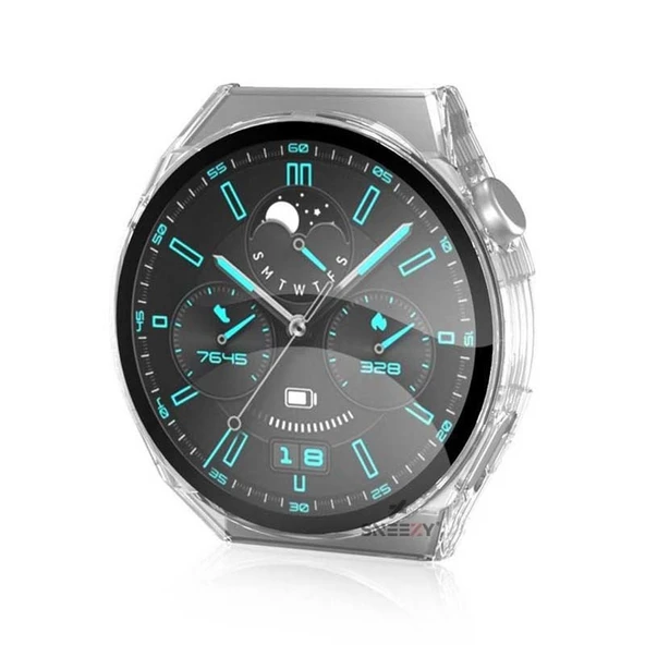 Sneezy Huawei Gt3 Pro 46mm PC Sert Kasa Ve Ekran Koruyucu  Şeffaf - 6