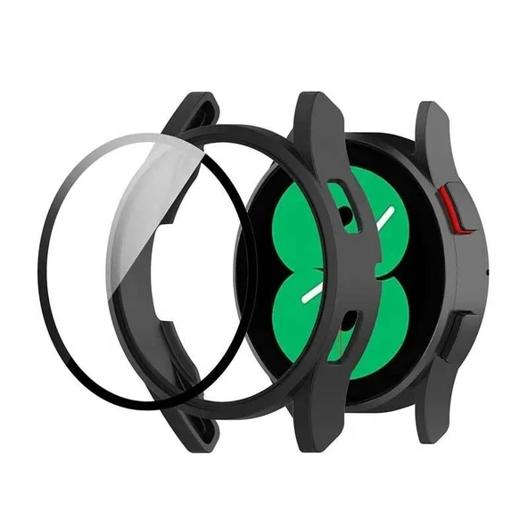Sneezy Samsung Galaxy Watch 4 44mm PC Sert Kasa Ve Ekran Koruyucu  Siyah - 4