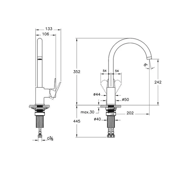 Artema Flow Soft Lavabo Musluk, Eviye Mutfak ve Banyo Batarya Seti - Resim 3