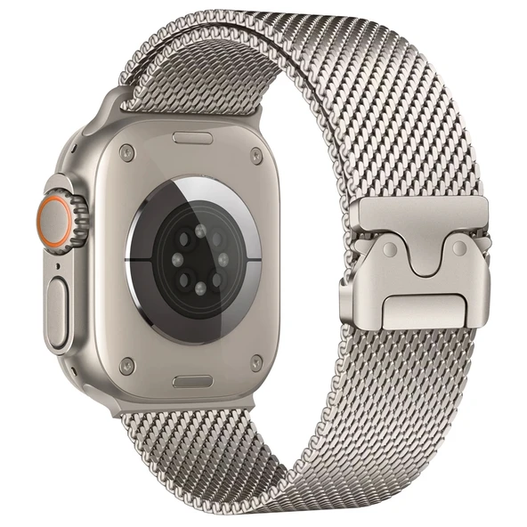 Apple Watch Ultra 49mm Zore KRD-121 Metal Hasır Kordon - Resim 9
