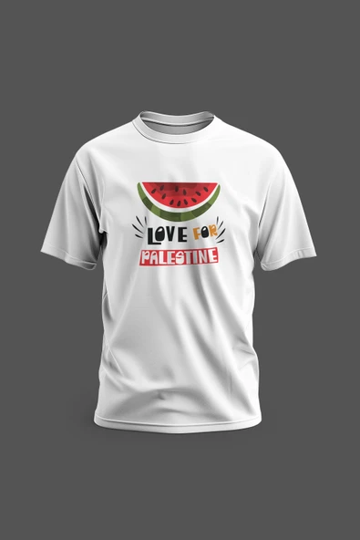 Kısa Kollu Filistin Love For Palstıne Ile Karpuz Dijital Baskılı Unisex S - 2xl T300021 - 3
