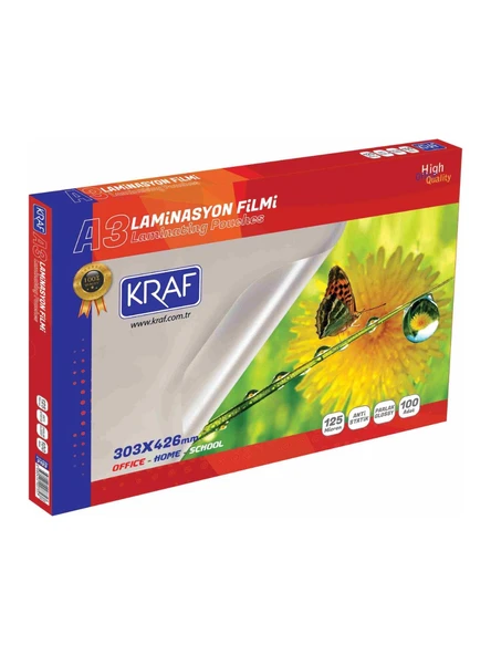 Kraf Laminasyon Film A3 125 micron 100lü (2123)