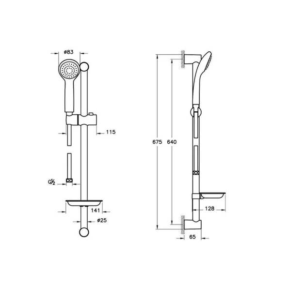 Artema Flow Round Lavabo Banyo Batarya Artema Solo C Sürgülü Krom El Duşu Seti - 3