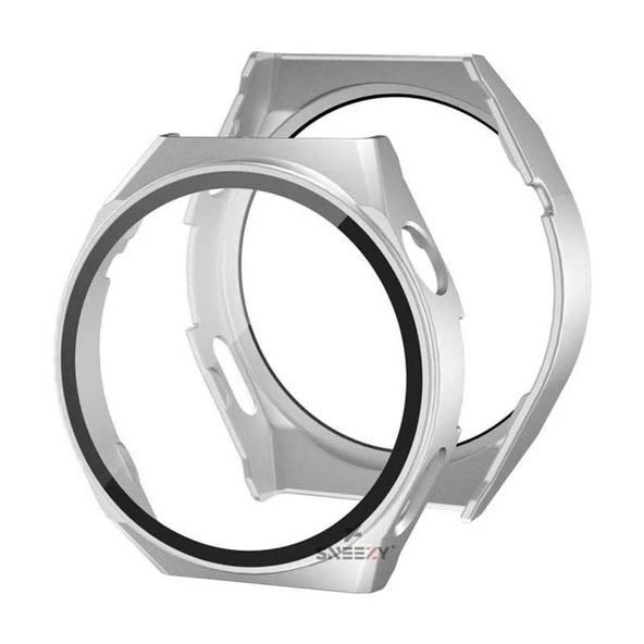 Sneezy Huawei Gt3 Pro 46mm PC Sert Kasa Ve Ekran Koruyucu  Gümüş - Resim 2