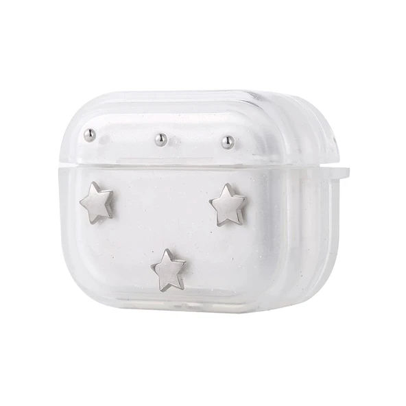 Apple Airpods Pro 2 Zore Airbag 44 Airbag Tasarımlı Simli Şeffaf Kutup Kılıf