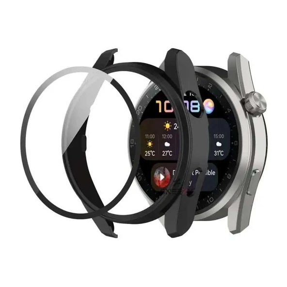 Sneezy Huawei Gt3 Pro 46mm PC Sert Kasa Ve Ekran Koruyucu  Siyah