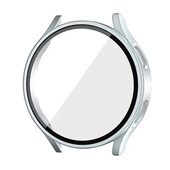 Sneezy Samsung Galaxy Watch 4 44mm PC Sert Kasa Ve Ekran Koruyucu  Gümüş - Resim 3