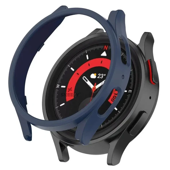 Sneezy Samsung Galaxy Watch 5 Pro PC Sert Dış Kasa Koruyucu  Lacivert