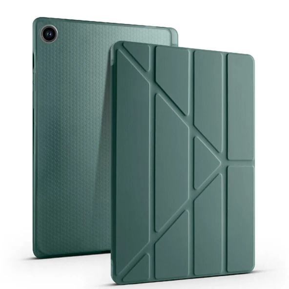 Samsung Tab A9 Plus X210 11 İnç Katlanabilir Kalemlikli Standlı Akıllı Kılıf  Haki