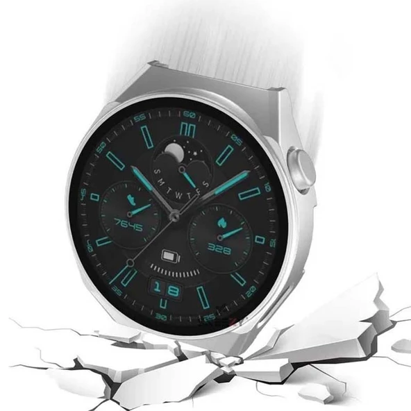 Sneezy Huawei Gt3 Pro 46mm PC Sert Kasa Ve Ekran Koruyucu  Gümüş - Resim 5