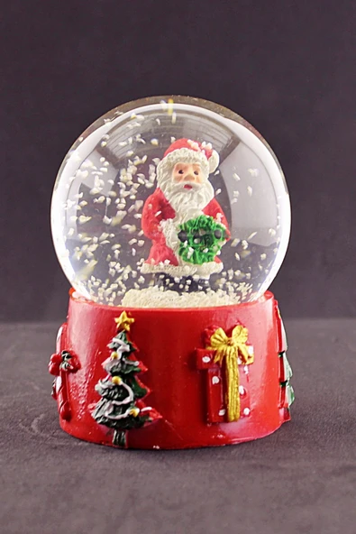 Noel Baba Merry Christmas Tasarımlı 9 cm Orta Boy Işıklı Kar Küresi 1B - 3