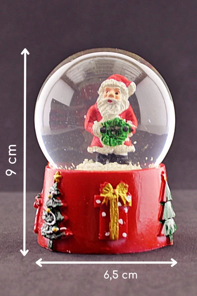 Noel Baba Merry Christmas Tasarımlı 9 cm Orta Boy Işıklı Kar Küresi 1B - 1